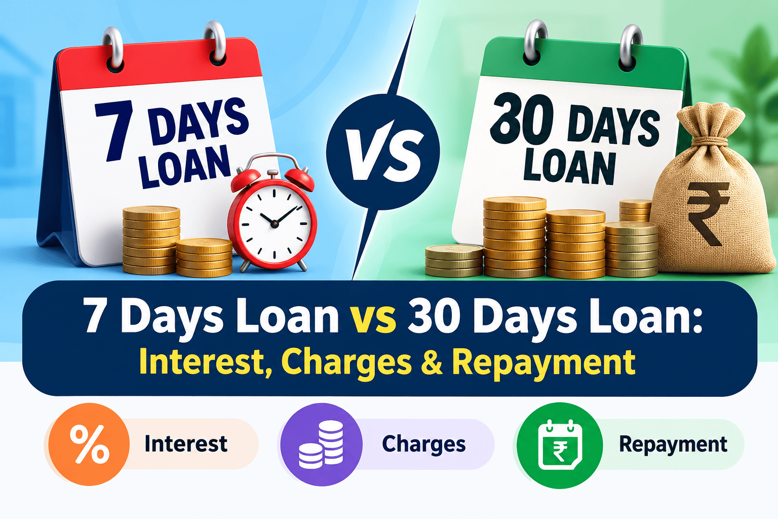 7 Days Loan vs 30 Days Loan: Interest, Charges & Repayment