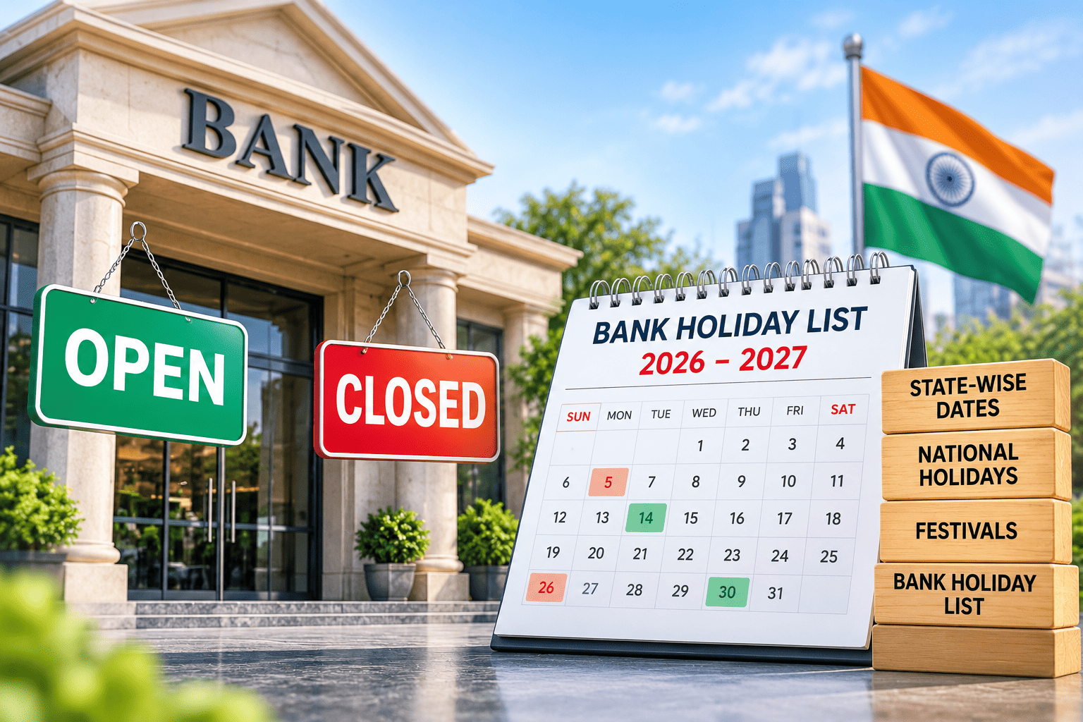 Today Bank Open or Close? Bank Holiday List 2026–2027: State-Wise Dates for India